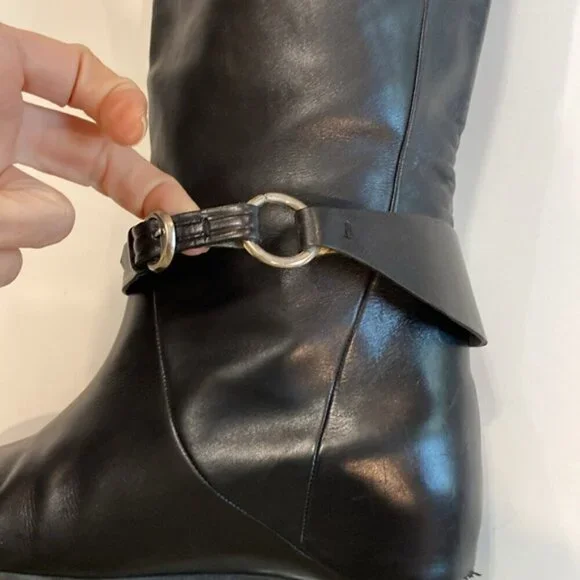 Laurel Over The Knee Covered Wedge Heel Boots Black Size 36 - Picture 4 of 16